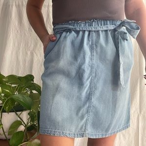 Light wash thin denim skirt